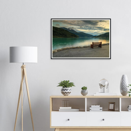 Framed print of Innvikfjorden in Norway at sunset
