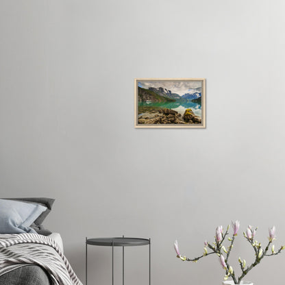 Strynevatnet framed print with peaceful boat on still water