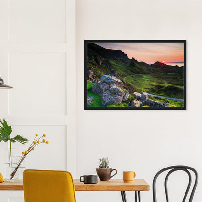 Natural wonder of Scotland’s Quiraing at dusk in framed artwork