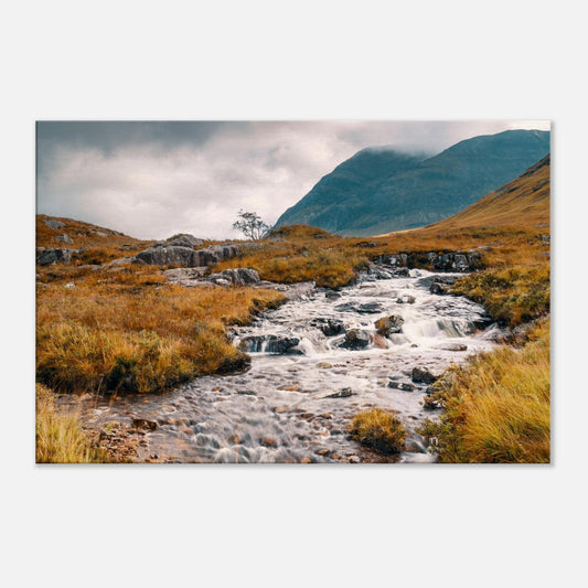 Scottish Highlands stream tumbling through Glencoe in wall art