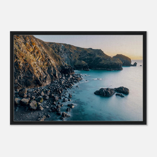 Golden hour cliffs at Mullion Cove Cornwall