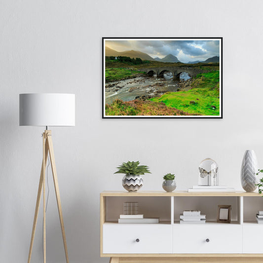 Framed print of Sligachan Old Bridge on the Isle of Skye in Scotland
