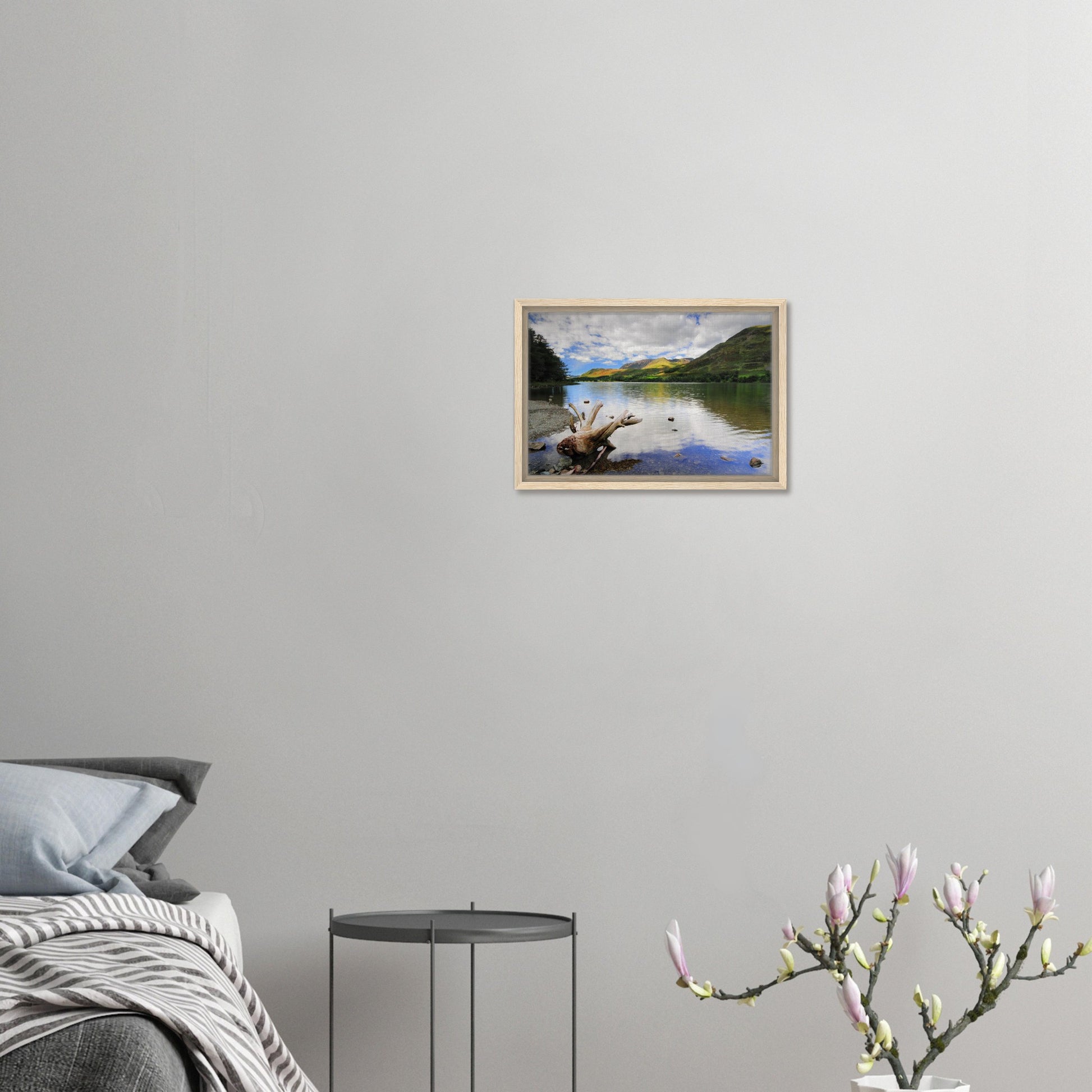 Framed canvas of Buttermere with mirror-like lake surface