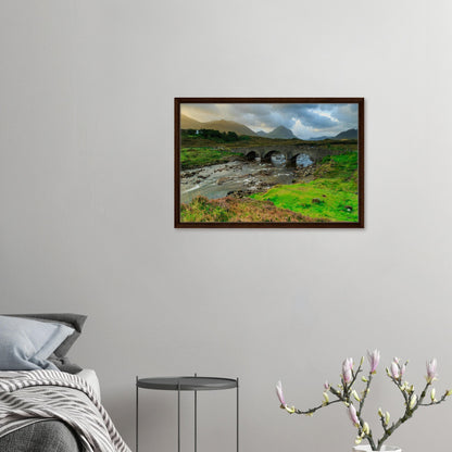 Riverbed with rocks and Sligachan Bridge in Highland artwork