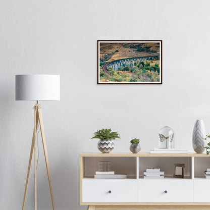 Framed wall art of Glenfinnan Viaduct sweeping across valley