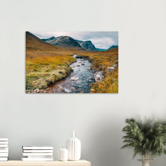 Glencoe Valley canvas print with meandering Highland stream