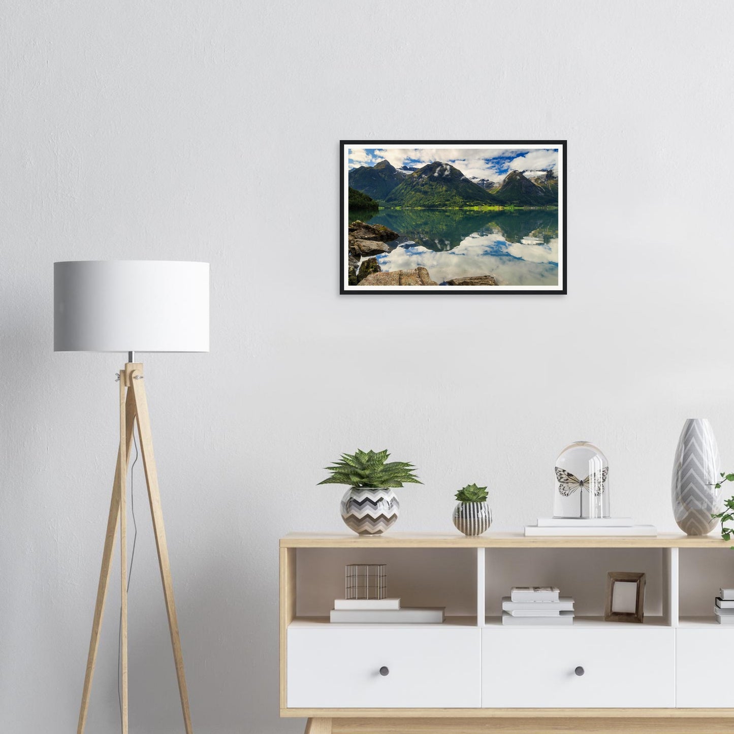 Scenic framed landscape print of Strynevatnet Lake in Norway