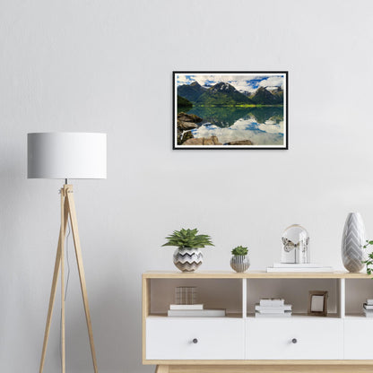 Scenic framed landscape print of Strynevatnet Lake in Norway