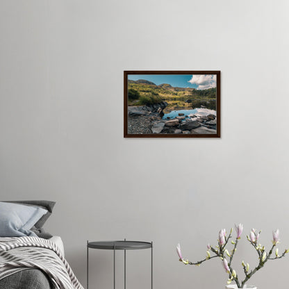Snowdonia lake with mountain reflections artwork