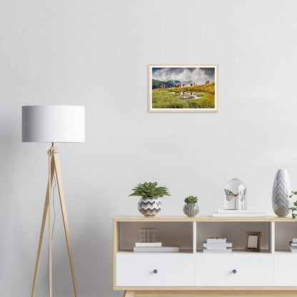 Framed print of Austria’s Resterhöhe with cows and pond reflections
