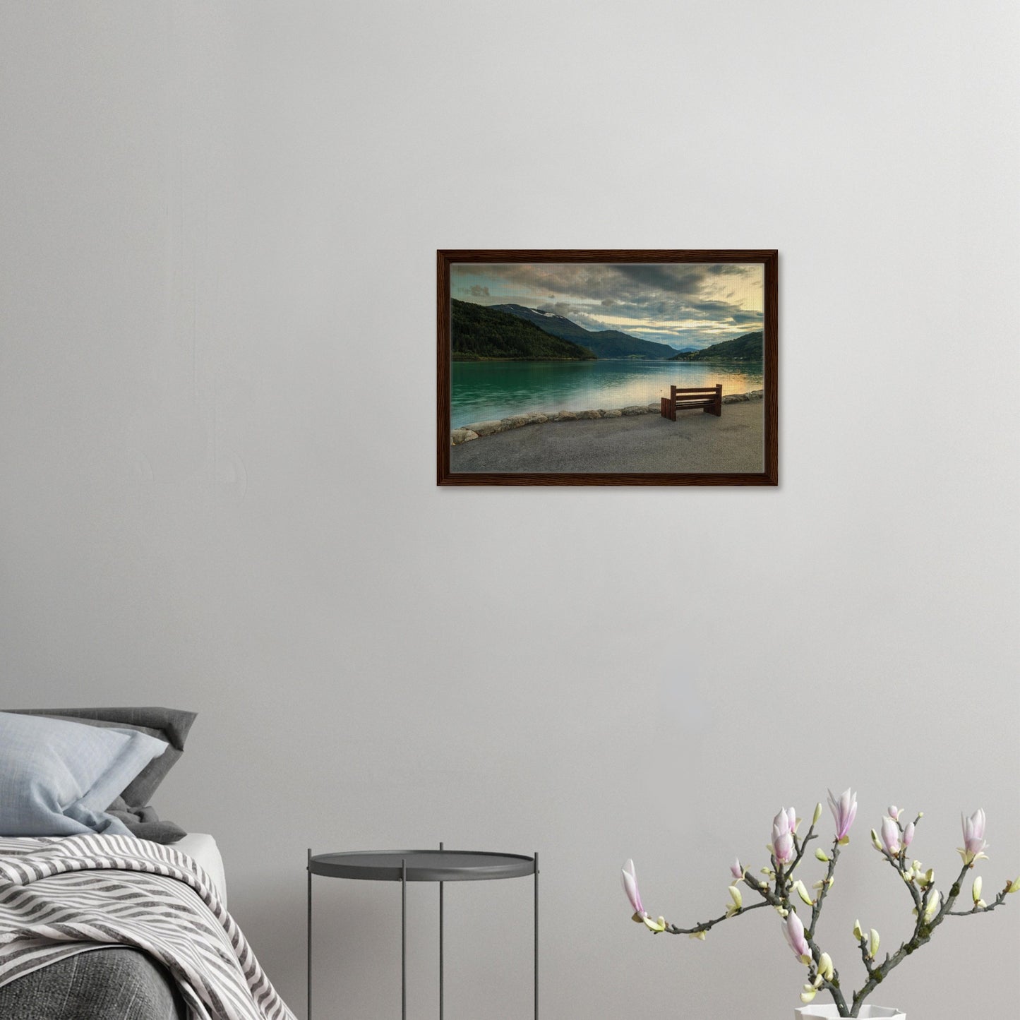 Soft evening light over Norwegian fjord in canvas artwork