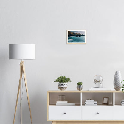Dreamlike framed wall art of Mullion Cove turquoise sea