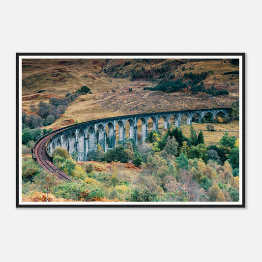 Scenic framed wall art of Glenfinnan Viaduct autumn colours