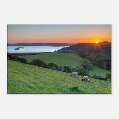 Peaceful Devon landscape canvas featuring sunset over Plymouth Sound