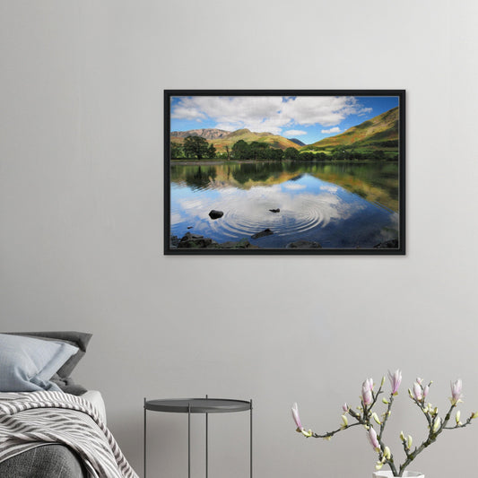 Framed canvas of Buttermere Lake with gentle ripples on the surface