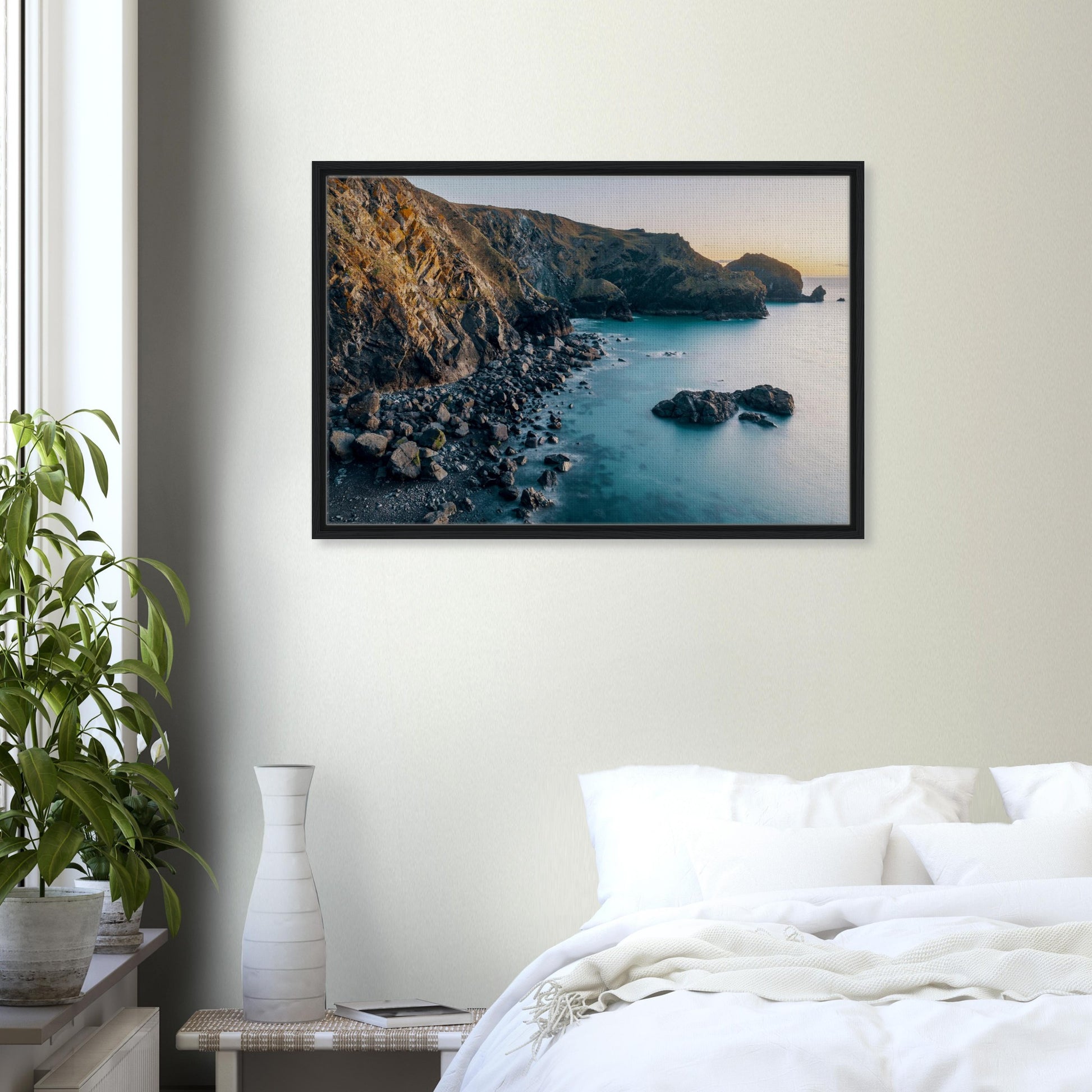Cornwall seascape wall art with warm tones
