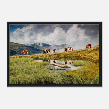 Alpine cows and pond reflections at Resterhöhe in wall art