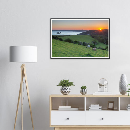 Framed print of Plymouth Sound sunset in Devon