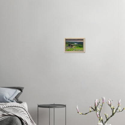 Framed landscape canvas of Dartmoor hills and Leather Tor