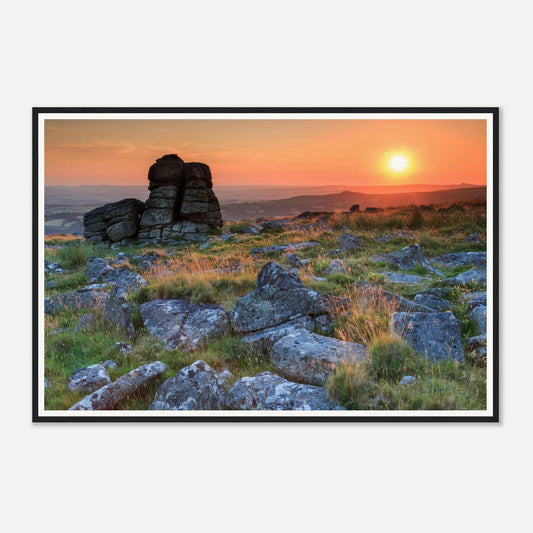 Scenic Dartmoor landscape framed wall art of Leeden Tor