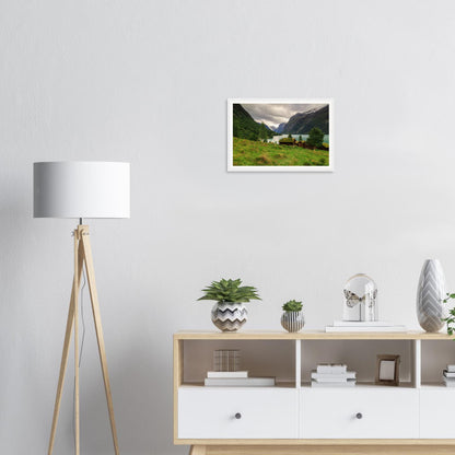 Atmospheric Norwegian valley framed print of Lodalen scenery
