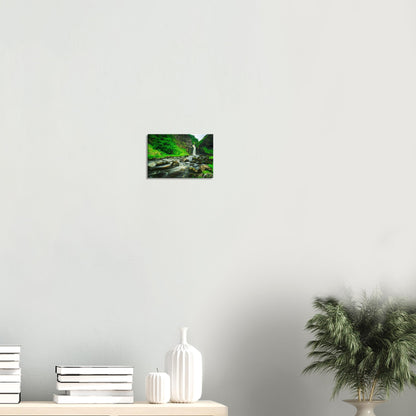 Isle of Skye canvas featuring Lealt Falls, a powerful waterfall plunging into a gorge surrounded by rich greenery.