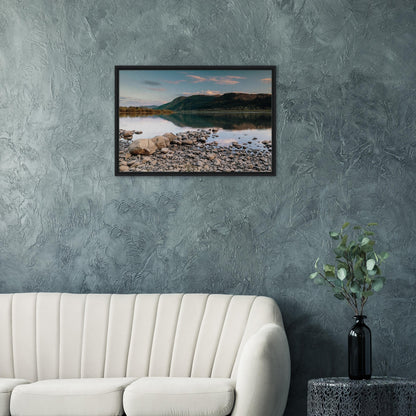 Cumbria landscape print with tranquil lakeside stones