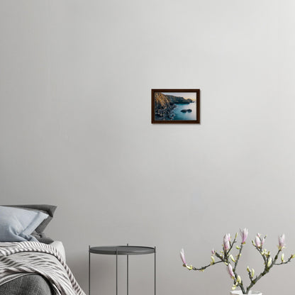 Tranquil framed canvas of Mullion Cove beach