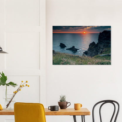 Serene seascape from Tintagel cliffs at twilight on canvas