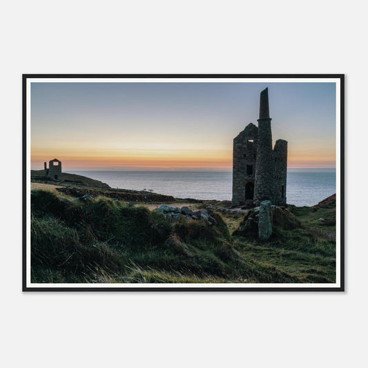 Historic Cornish mine ruins at Wheal Owles framed wall art