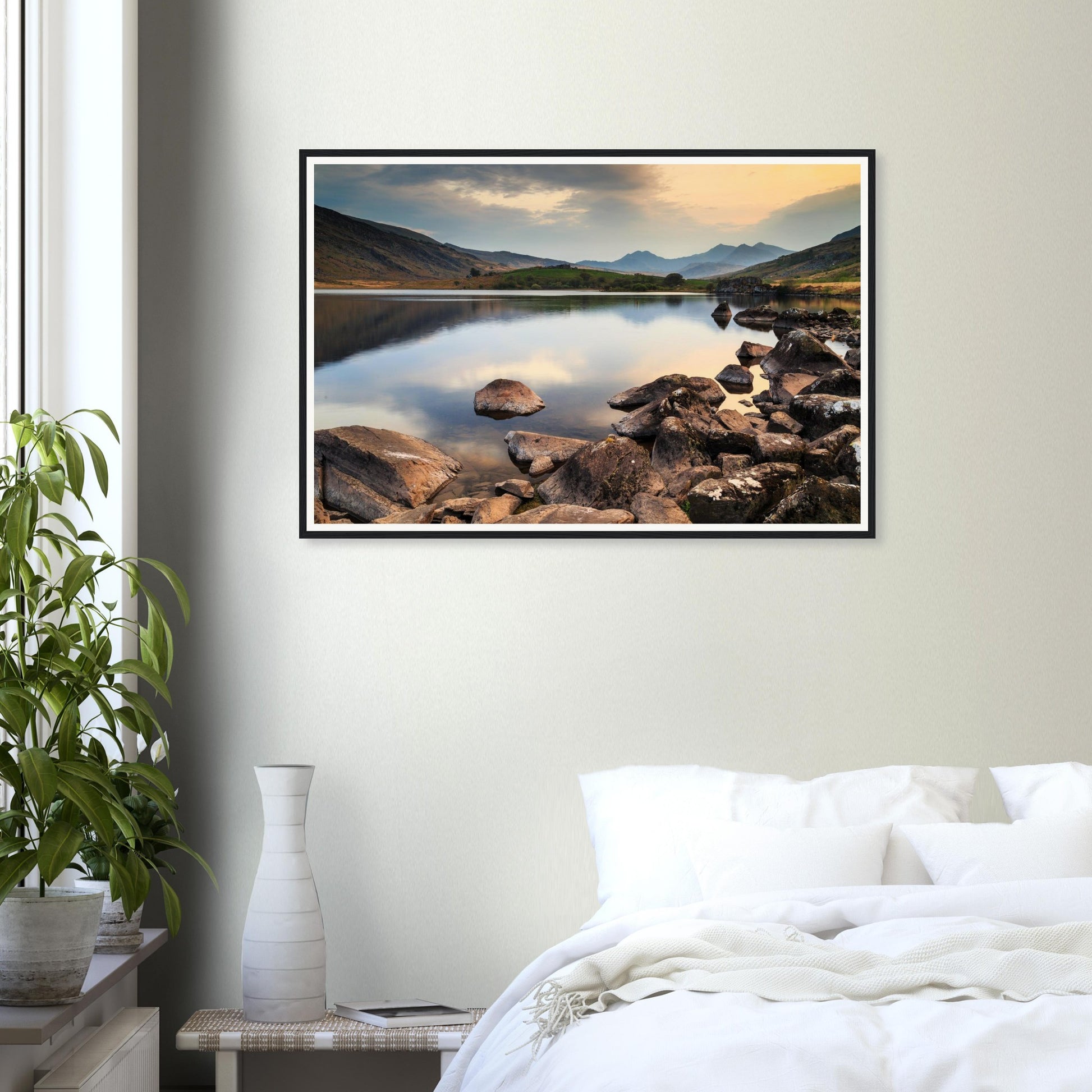 Scenic framed wall art of Llynnau Mymbyr and Snowdonia peaks