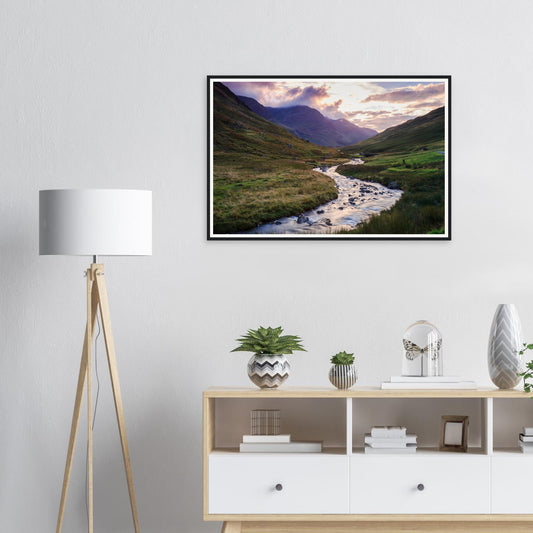 Framed print of Honister Pass in the Lake District at sunset