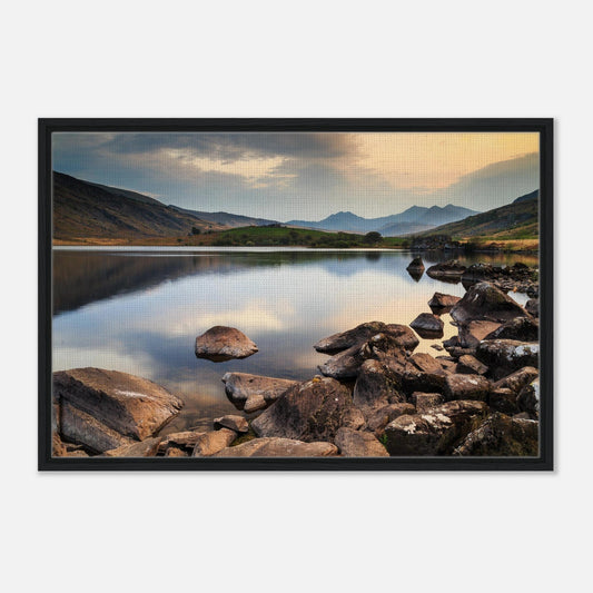 Sunset over lake in Snowdonia National Park wall art
