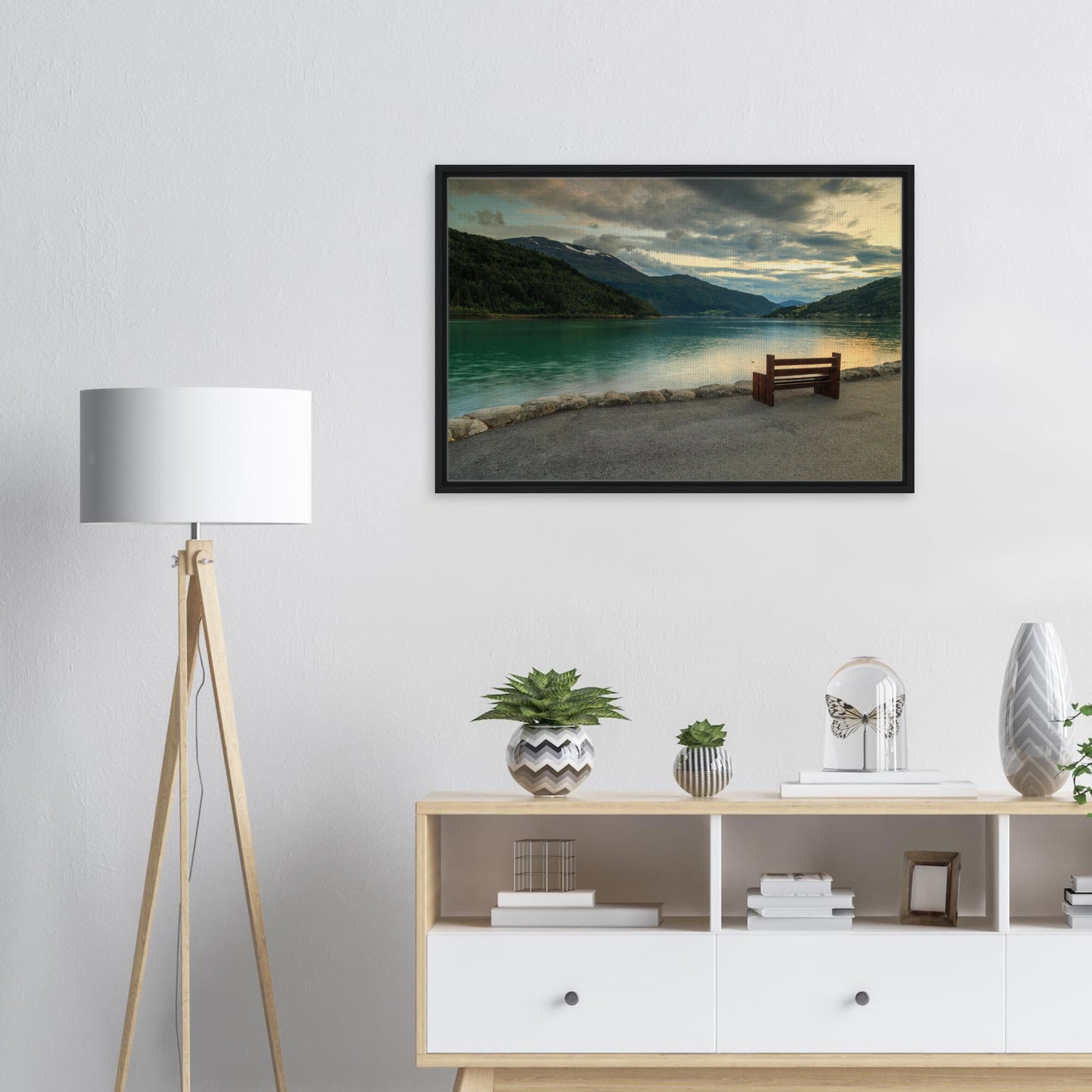 Norway’s fjord reflection at dusk in canvas wall décor
