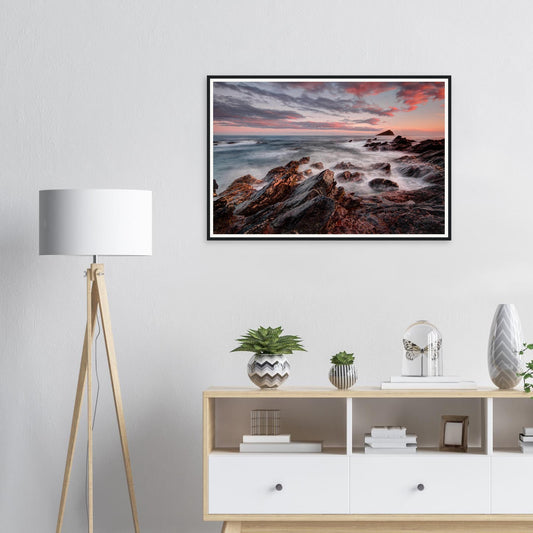 Framed print of Wembury Beach in Plymouth, Devon at sunset