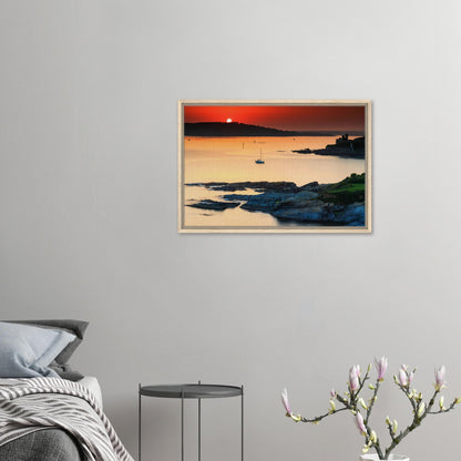 Golden sunset path across Plymouth Sound in canvas wall art