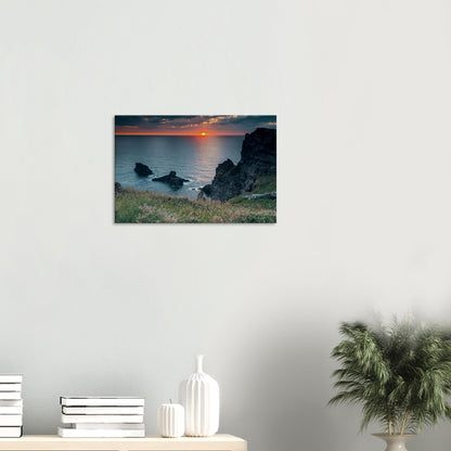 Cornish coastal cliffs and sunset ocean light in wall artwork