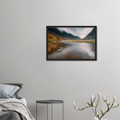 Atmospheric loch and mountain art print