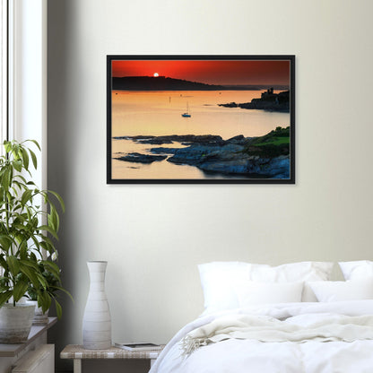 Maritime heritage scene of Plymouth at sunset in canvas