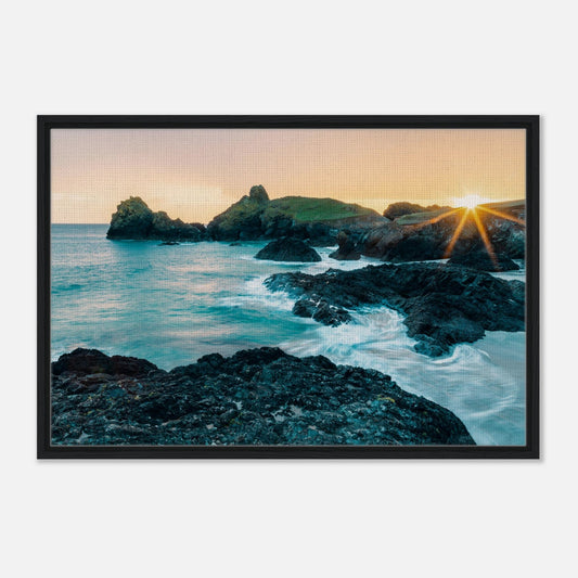 Cornwall coastal sunset wall art with Kynance Cove