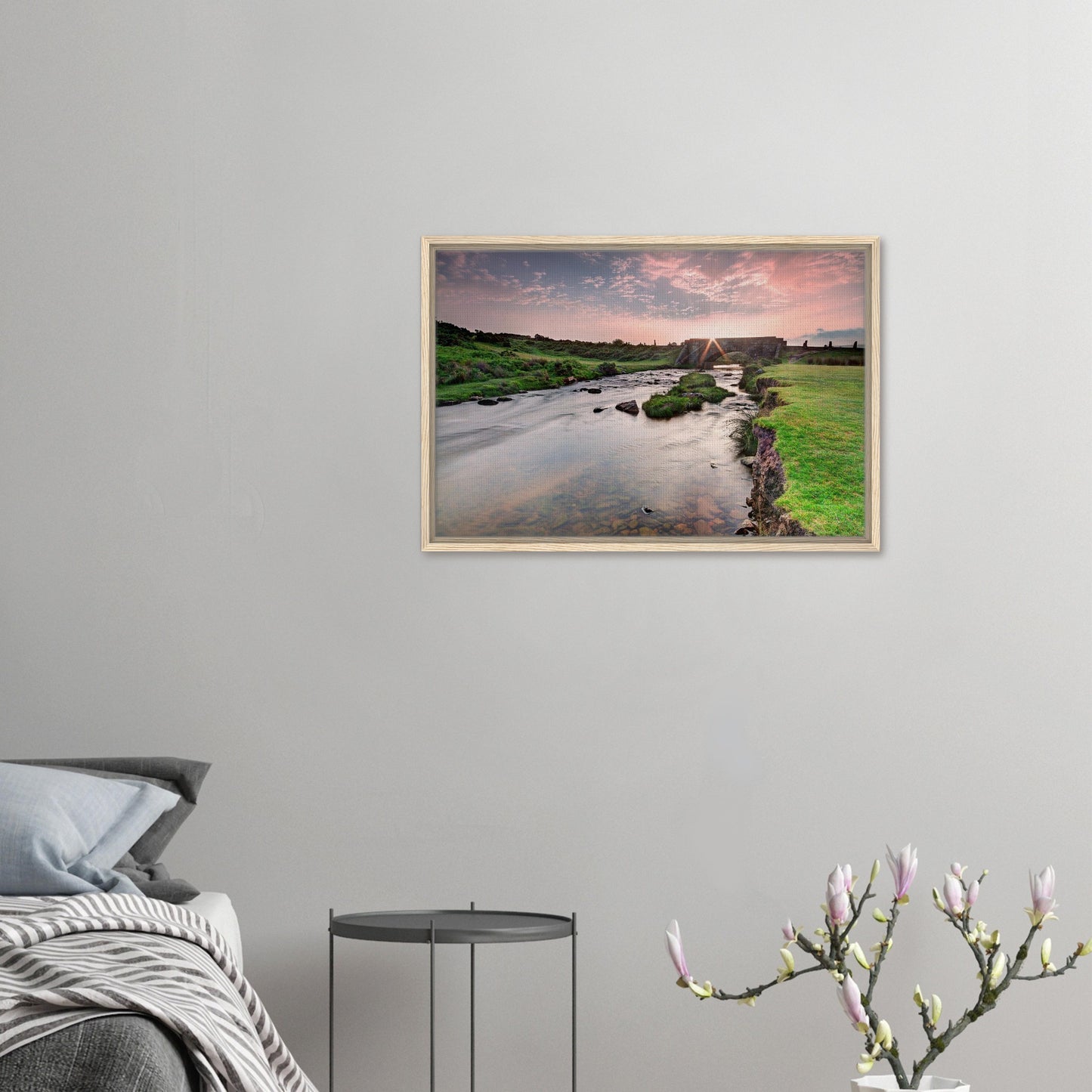 Framed wall art of Dartmoor National Park bathed in sunrise light