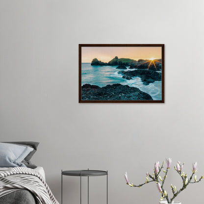 Long exposure coastal art of Cornwall sunset