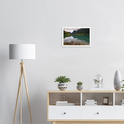 Atmospheric framed print of Lake Floen Norway in subdued hues