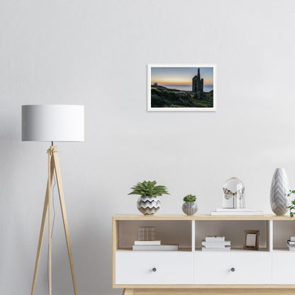 Atmospheric Wheal Owles framed wall art in evening glow