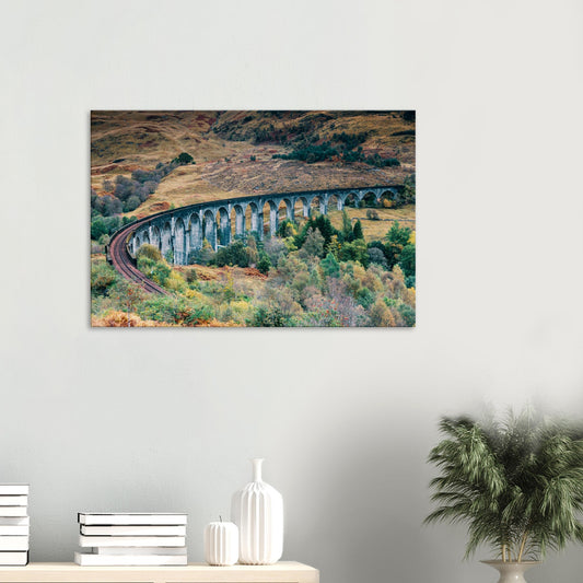 Glenfinnan Viaduct canvas print framed by autumn Highland colours
