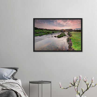Framed canvas print of Cadover Bridge at sunrise in Dartmoor
