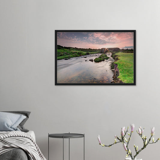Framed canvas print of Cadover Bridge at sunrise in Dartmoor