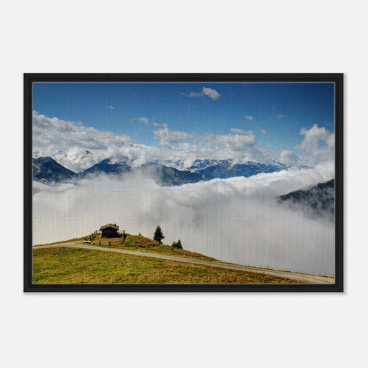 Alpine mountain hut above the clouds in Austria wall art