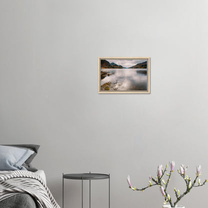Weathered branch on loch shore canvas