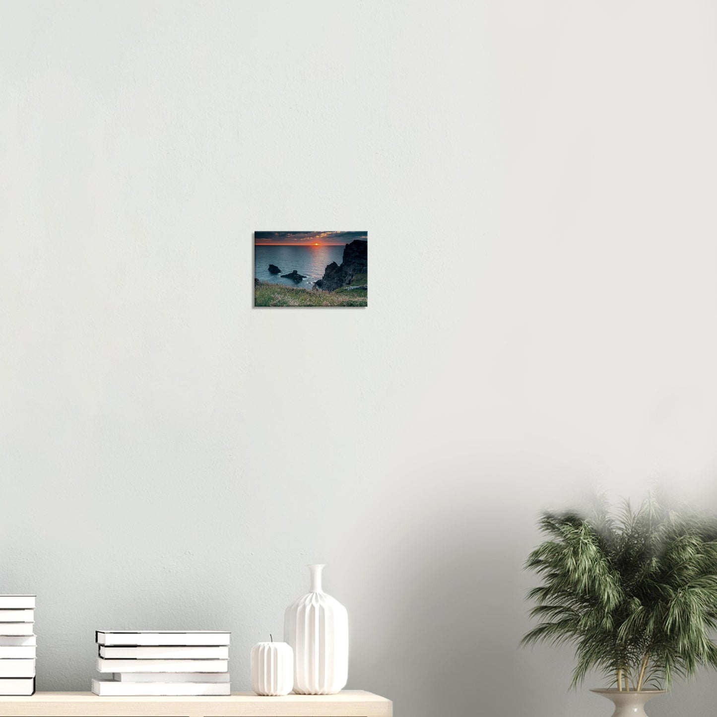 Sunset view from Trethevy cliffs in Cornwall wall print